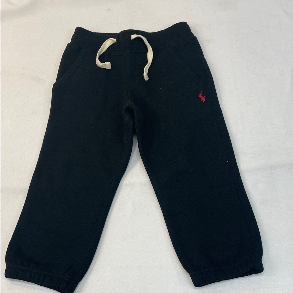 Ralph Lauren Kids Black Fleece Jogger Pants with Red Pony size 2T